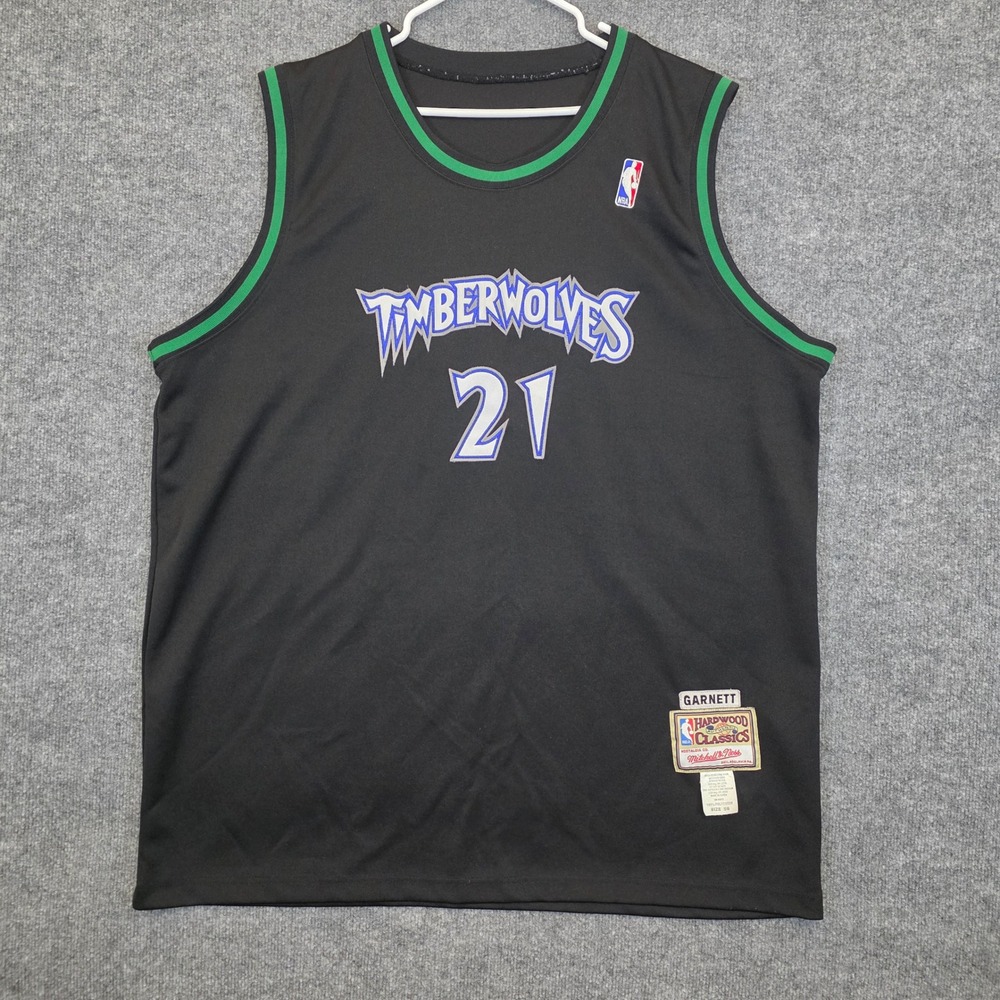 VTG Mitchell & Ness Basketball Jersey Mens Sz 56 Black Garnett Timberwolves #21